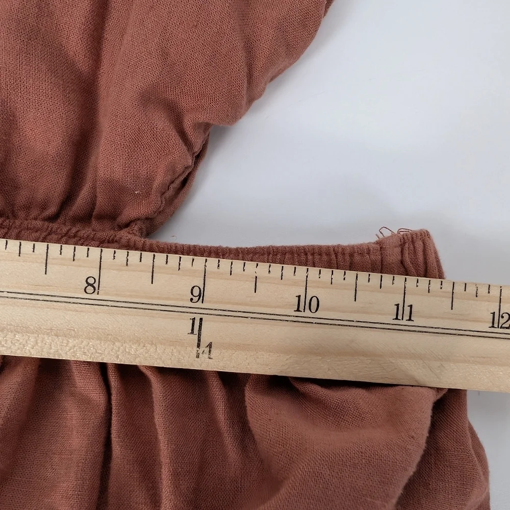 Abercrombie & Fitch Scrunchie Tiered Cutout Waist Maxi Dress Small Rust Orange